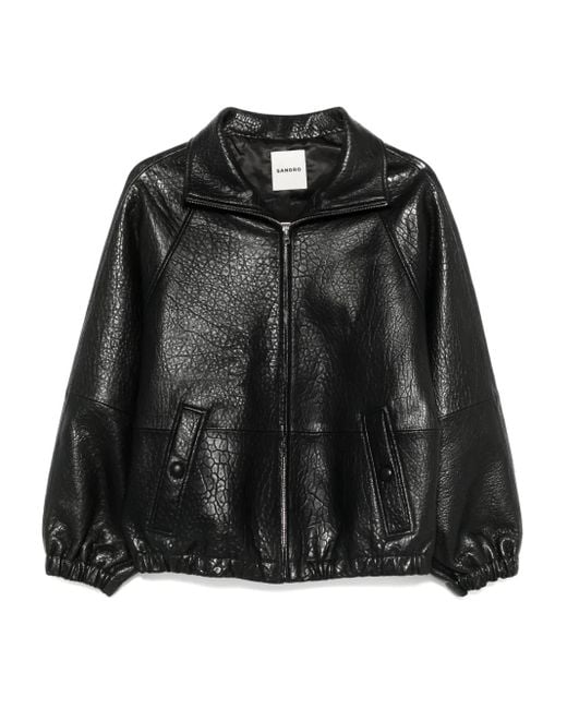 Sandro Leren Jack Met Textuur in het Black