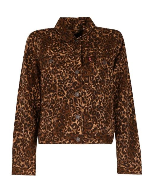 Levi's Brown Leopard-Print Trucker Denim Jacket