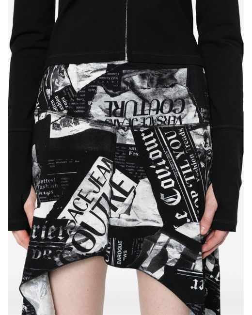 Versace Black Newspaper-print Mini Skirt