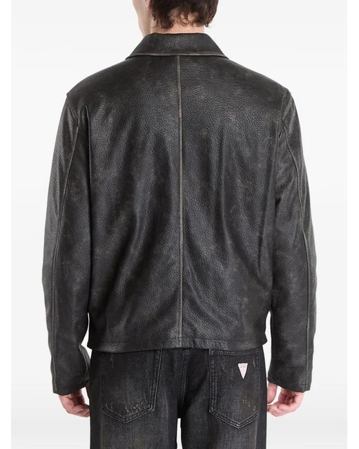 Guess Gray Faded-Effect Logo-Patch Jacket for men