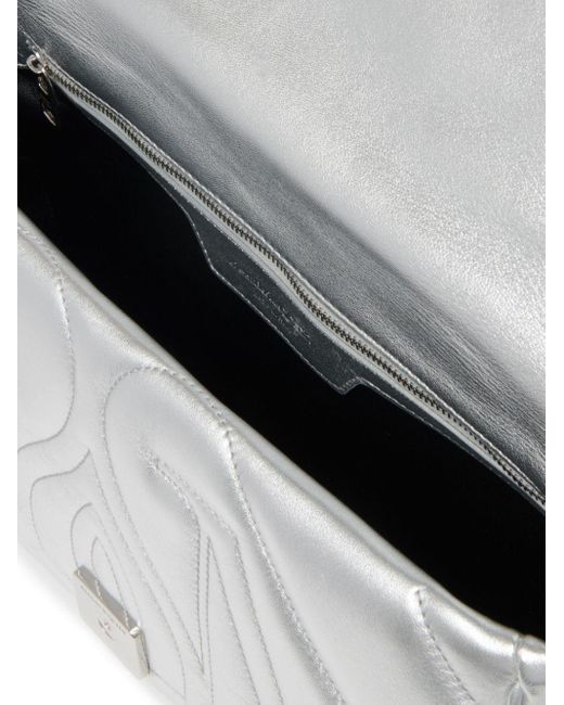 Alexander McQueen White The Seal Metallic-leather Shoulder Bag
