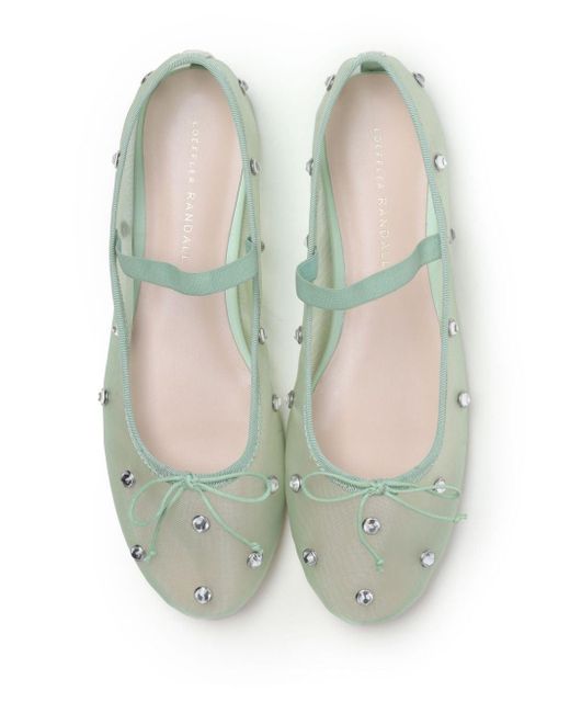 Loeffler Randall Green Leonie Rhinestone-embellished Ballerina Shoes