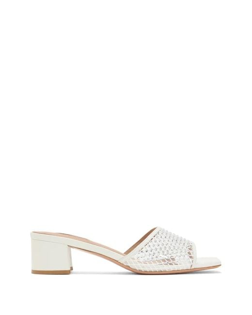 Nicoli White Beaded Mesh Mules