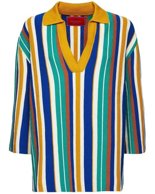LaDoubleJ Blue Bay Polo Stripe-Pattern Jumper