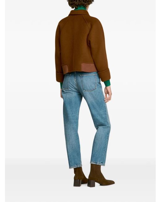 Sandro Brown Button-Up Wool-Blend Jacket