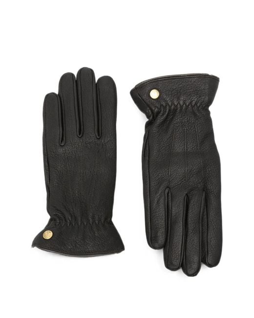 Barbour Black Fleece-Trimmed Leather Gloves