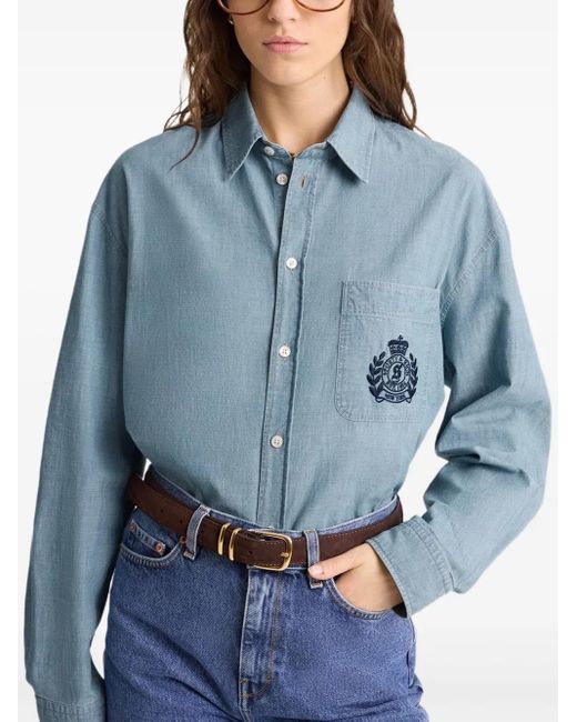 Sporty & Rich Blue H&W Crest Shirt
