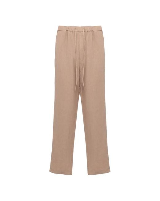 120% Lino Natural Drawstring-Waist Trousers for men