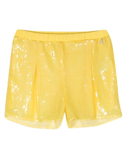 Patrizia Pepe Yellow Sequined High-waist Shorts