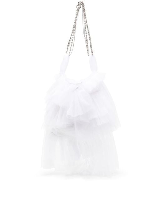 Collina Strada White Small Mist Tulle Crossbody Bag