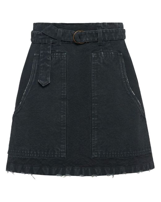 Prada Black A-line Denim Miniskirt