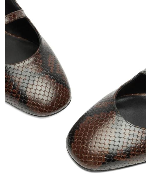 Stuart Weitzman Black Snakeskin Slingback Flat Pumps