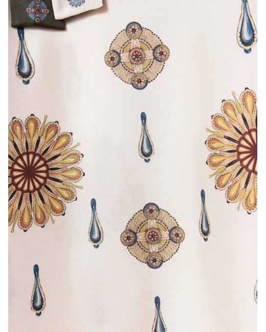 LaDoubleJ Natural Placed Floral Print Silk Dress