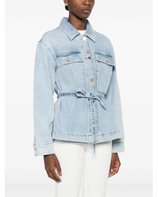Gant Blue Belted Button-Up Denim Jacket