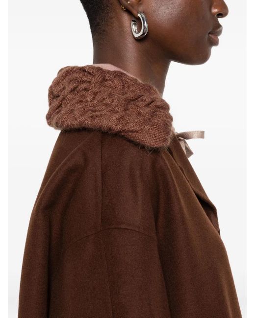 Fabiana Filippi Brown Textured-Collar Buttoned Jacket