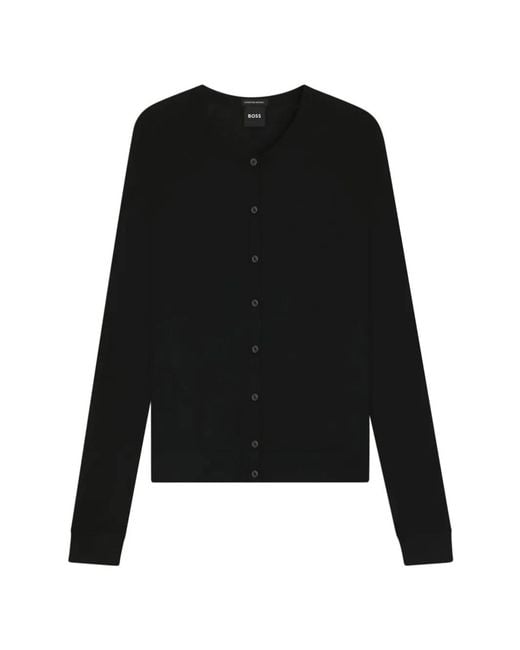 Boss Black Buttoned Long-Sleeves Cardigan