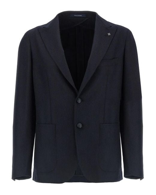 Tagliatore Blue Peak-Lapel Blazer for men
