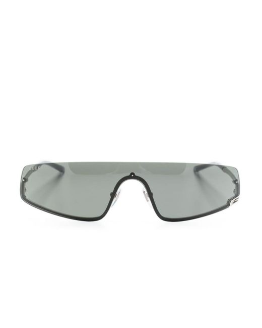 Gucci Gray Square-g-motif Shield-frame Sunglasses