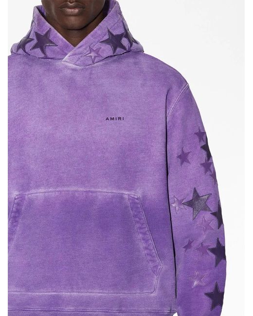 Amiri Purple Star-Patch Spray-Paint-Effect Hoodie for men