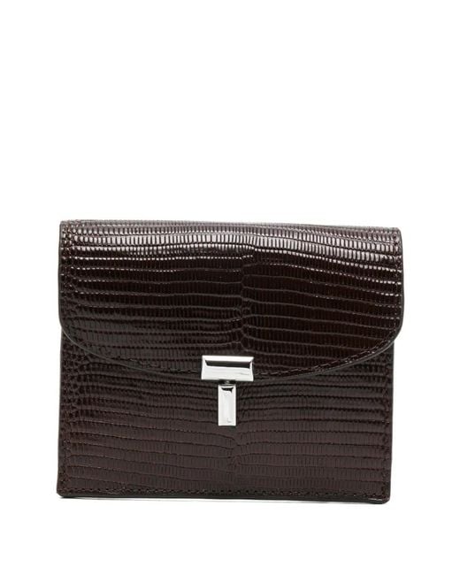 Totême Black T-Lock Lizard-Embossed Cardholder