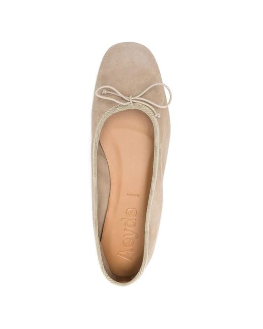 Aeyde White Tiby Bow Ballet Flats