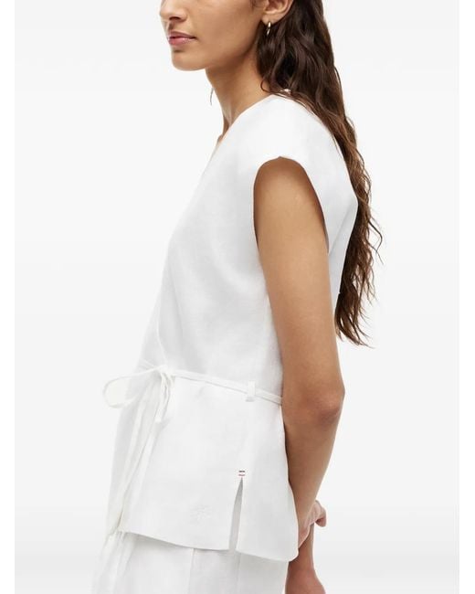 Tommy Hilfiger White Wrap-Style Sleeveless Blouse