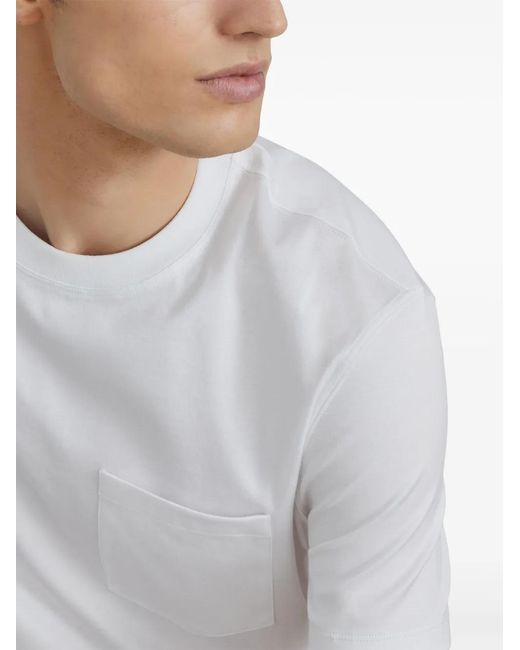 Brunello Cucinelli White Patch-Pocket Crew-Neck T-Shirt for men