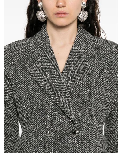 Alessandra Rich スパンコール ヘリンボーン ジャケット Gray
