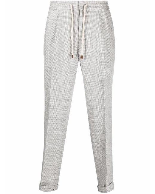 Brunello Cucinelli Gray Drawstring Tailored Trousers for men