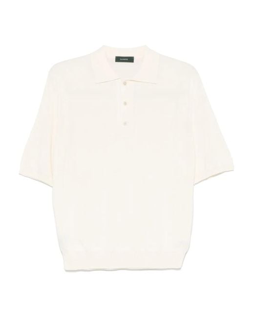 Zanone White Fine-Knit Polo Shirt for men