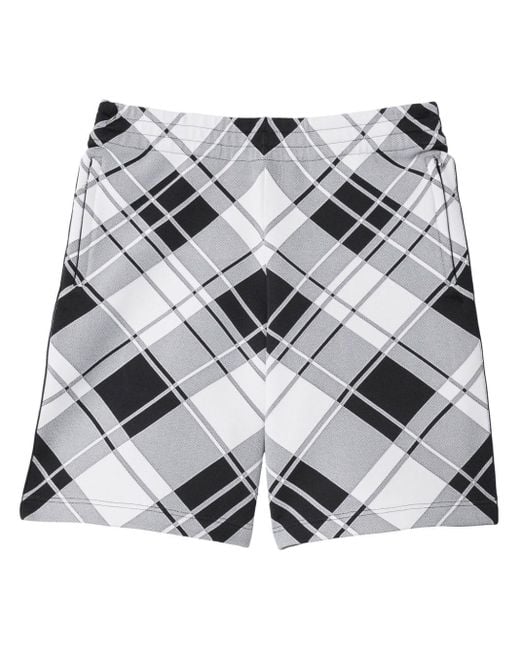 Burberry Gray Relaxed Check Shorts for men