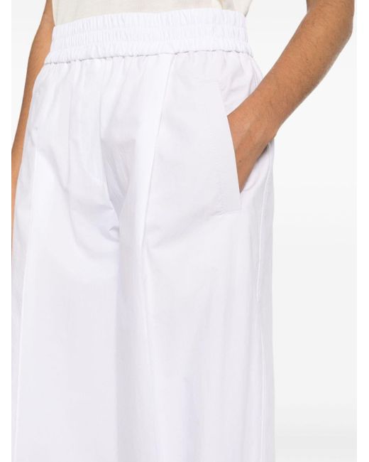 Pantalones anchos con cintura elástica Brunello Cucinelli de color White