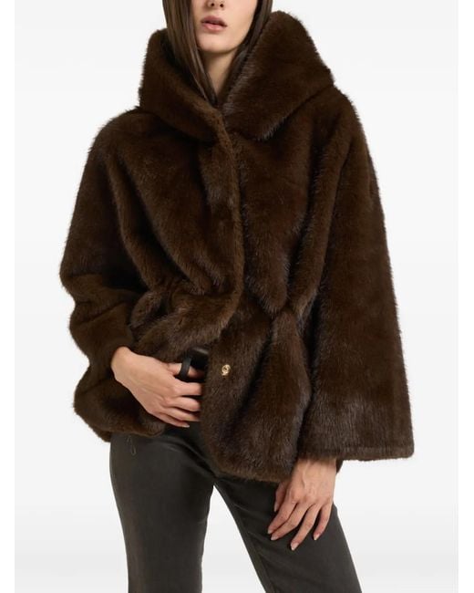 Bully Brown Hooded Faux-Fur Jacket