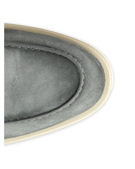 Santoni Gray Revolve Suede Loafers for men
