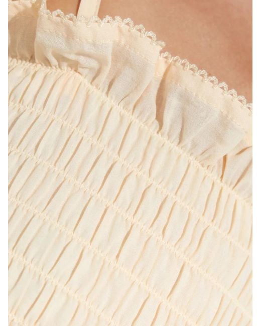 Top Amari con volantes Agua Bendita de color Blue