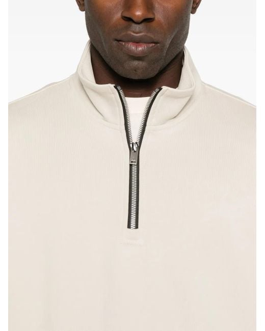 Moose Knuckles Natural Half-Zip Logo-Patch Sweatshirt for men