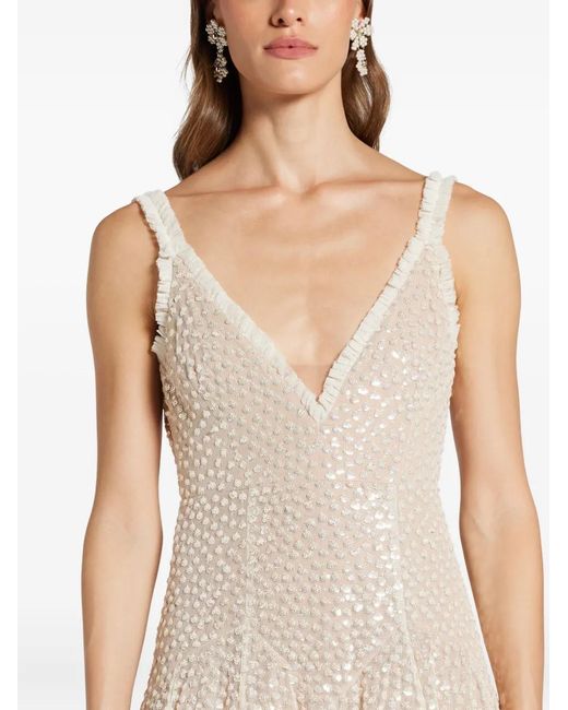 Needle & Thread Natural Sequin-Embellished Tulle Dress