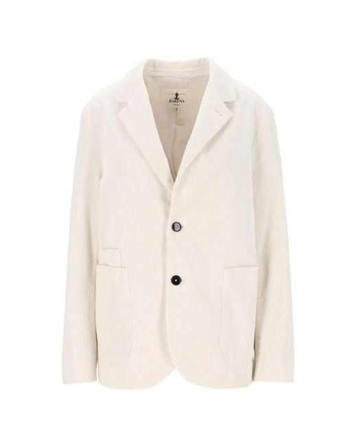 Barena White Giacca Sabi Corduroy Notch-Lapels Jacket
