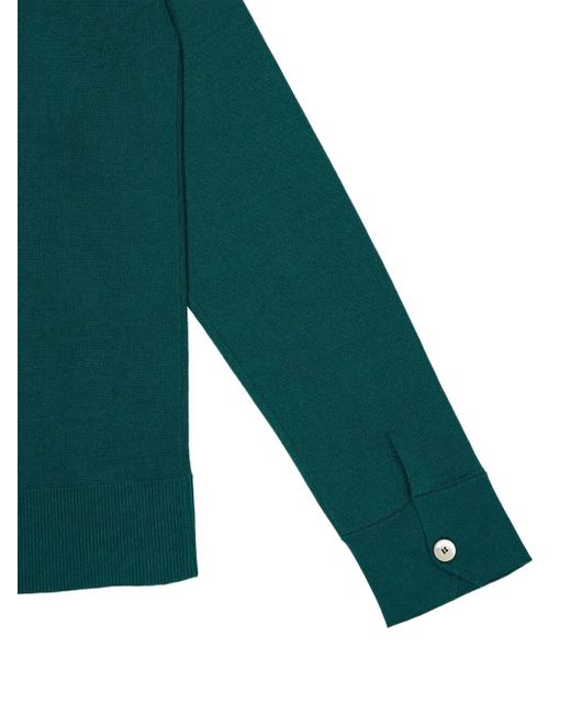 Piacenza Cashmere Green Buttoned Pocket Shirt for men