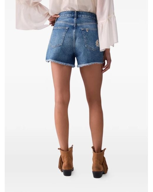 Liu Jo Blue Distressed-Effect Shorts
