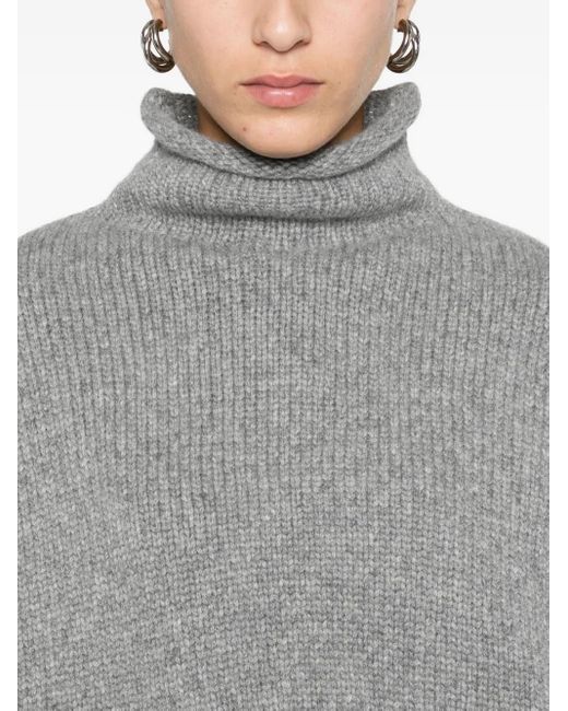 Khaite Gray Roll-Neck Sweater