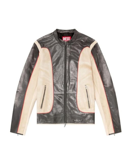 DIESEL Natural L-Evert Leather Biker Jacket for men