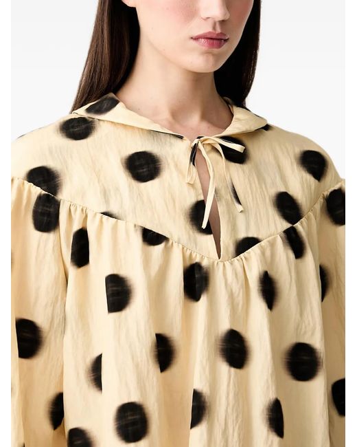 Stine Goya Natural Polka-Dot Ruffled Blouse