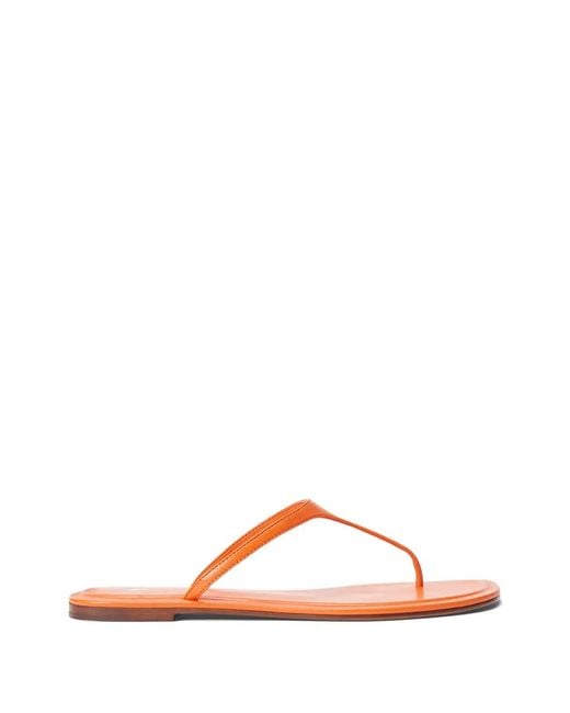 Polo Ralph Lauren Pink Debossed Leather Thong Sandals