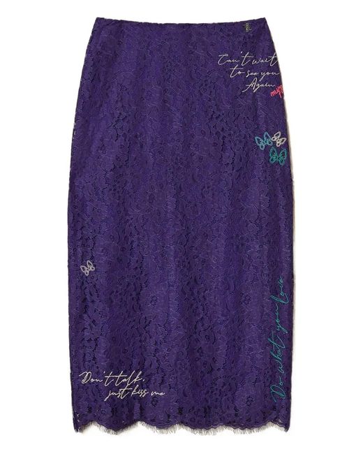 Twinset Purple Lace Midi Skirt