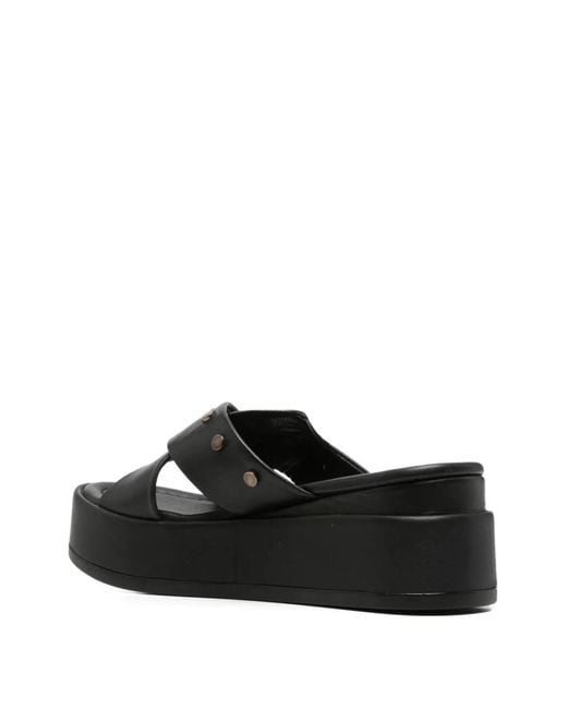 SERGIO MORETTI FIRENZE Black Studded Crossover-Strap Mules
