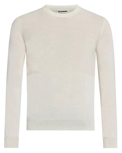 Jil Sander White Crew-Neck Sweater for men