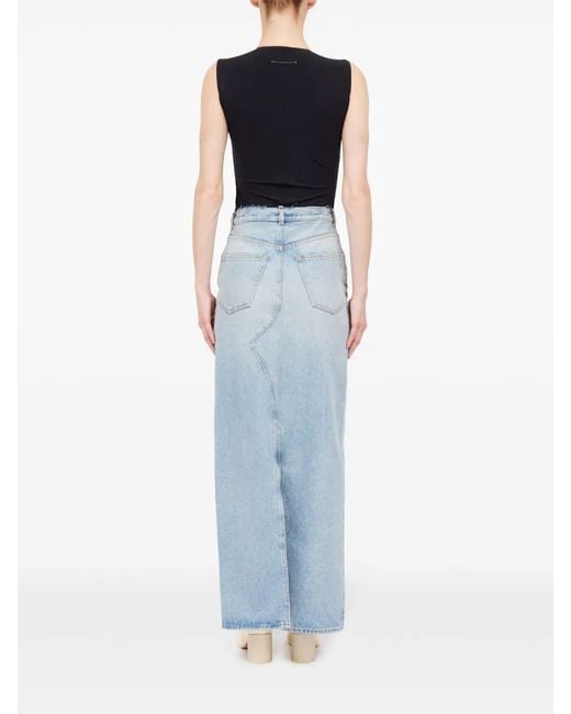 MM6 by Maison Margiela Blue Denim Long Skirt
