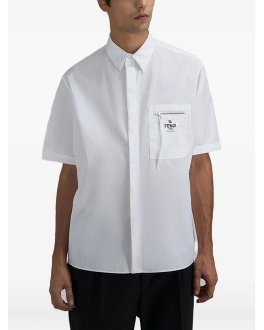 Fendi White Pocket-Zip T.-Shirt for men