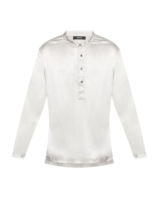 メンズ Tom Ford シルクブレンド パジャマシャツ White